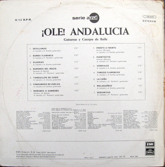 Alfonso Labrador, Antonio Dueñas, Pepe Rumbero : ¡Olé! Andalucia - Guitarras Y Cuerpo De Baile (LP)