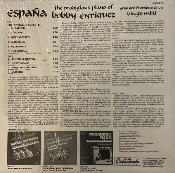 Bobby Enriquez - Bingo Miki & The Inner Galaxy Orchestra : España (The Prodigious Piano Of Bobby Enriquez) (LP, Album)