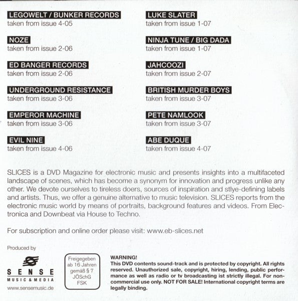Various : Slices Appetizers (DVD-V, PAL, DVD)
