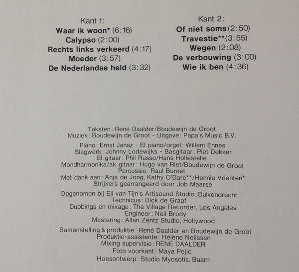 Boudewijn de Groot : Waar Ik Woon En Wie Ik Ben (LP, Album)