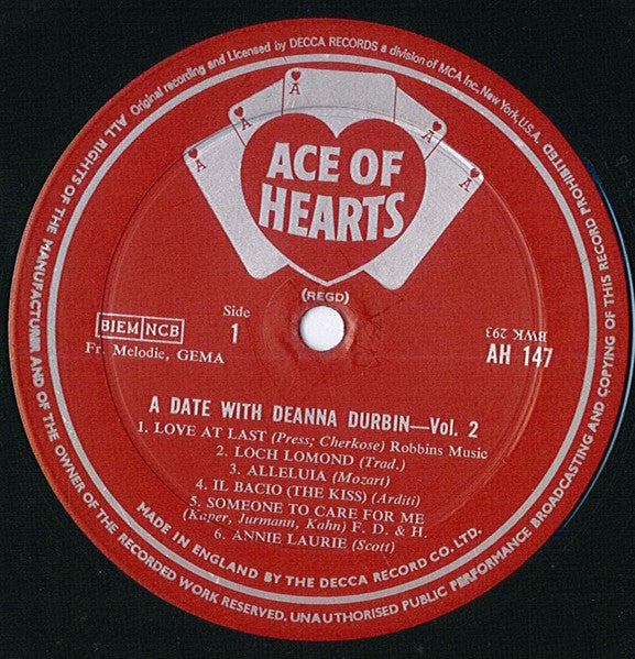 Deanna Durbin : A Date With Deanna Durbin Vol.2 (LP, Album, Mono)