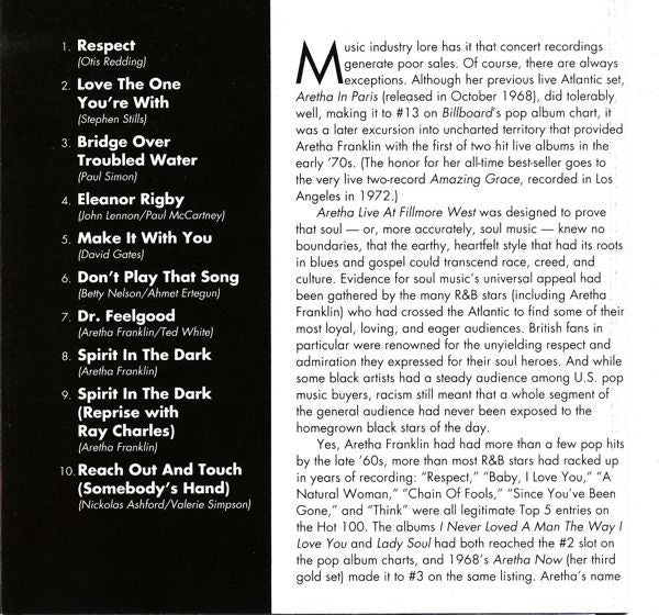 Aretha Franklin : Aretha Live At Fillmore West (CD, Album, RE, RM)