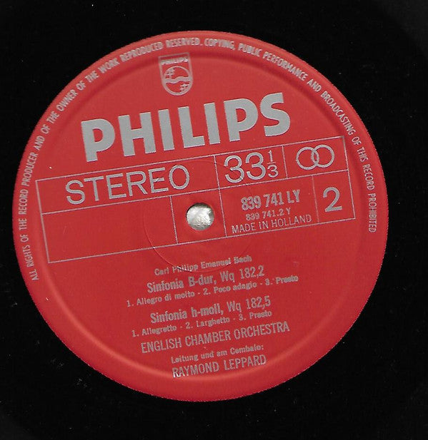 Carl Philipp Emanuel Bach, English Chamber Orchestra, Raymond Leppard : 4 Sinfonias (LP)