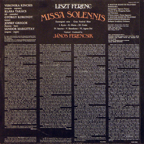 Franz Liszt : Missa Solennis / Gran Festival Mass (LP)