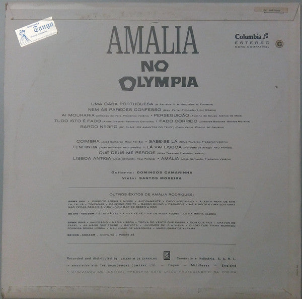 Amália Rodrigues : Amália No Olympia (LP, Album, RE)