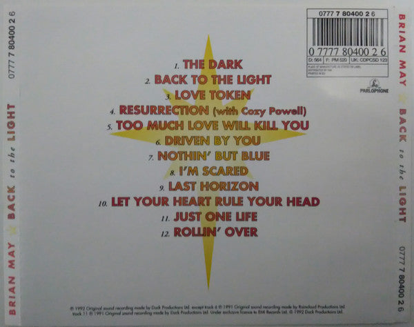 Brian May : Back To The Light (CD, Album, RE)