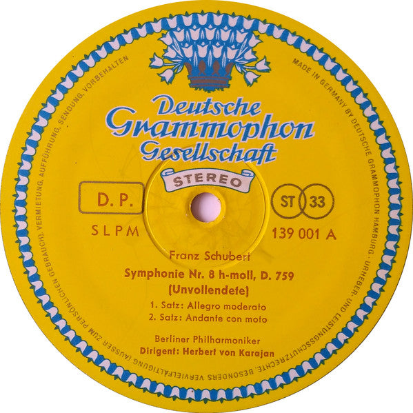 Franz Schubert / Ludwig van Beethoven : Berliner Philharmoniker Conducted by Herbert von Karajan : Symphonie Nr. 8 »Unvollendete« / Fidelio · Leonore III · Coriolan (Ouvertüren) (LP)
