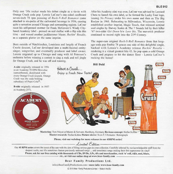 Lennie LaCour : Rock 'n' Roll Romance (7", Ltd, Num + 7", S/Sided, Ltd)