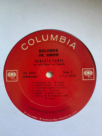 Roberto Yanes Con Lucio Milena Y Su Orquesta : Boleros De Amor De María Grever Y Mario Clavell (LP, Album, Mono)