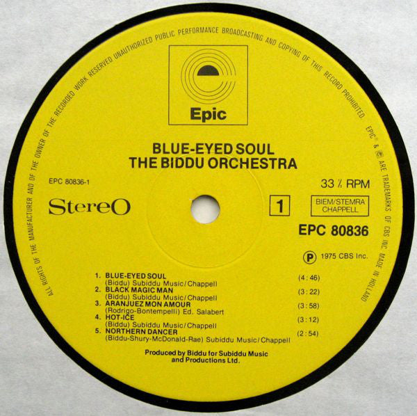 Biddu Orchestra : Blue-Eyed Soul (LP, Album, Yel)