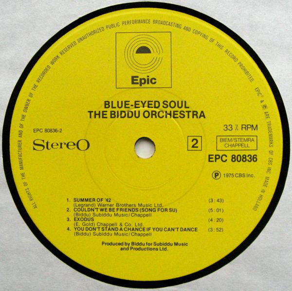 Biddu Orchestra : Blue-Eyed Soul (LP, Album, Yel)