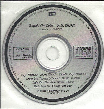 N. Rajam : Gaayaki On Violin (CD, Album)