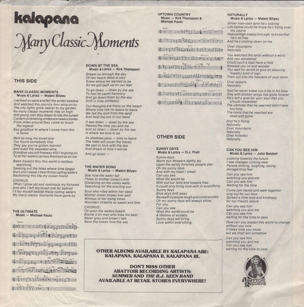 Kalapana : Many Classic Moments (LP, Album)