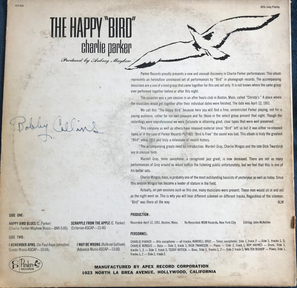 Charlie Parker : The Happy "Bird" (LP, Album, Mono)