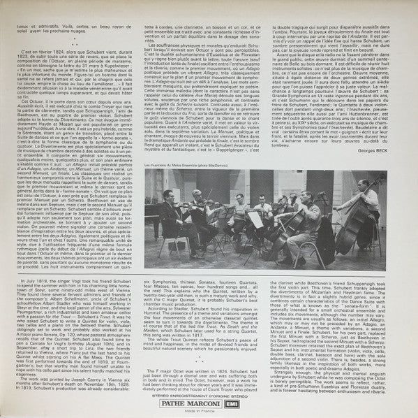 Schubert*, Musiciens Du Melos Ensemble* : Quintette En La Majeur "La Truite" / Octuor En Fa Majeur (2xLP, Album)