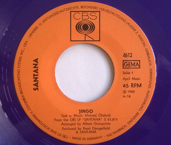 Santana : Jingo (7", Single, Pur)