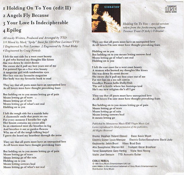 Terence Trent D'Arby : Terence Trent D'Arby's Holding On To You (CD, Maxi)