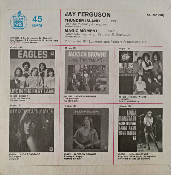 Jay Ferguson : Thunder Island (7", Single)