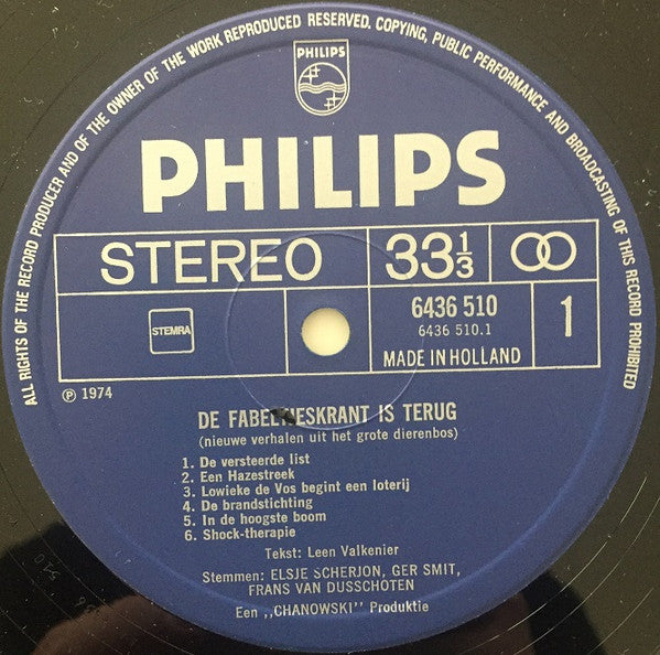 De Fabeltjeskrant : De Fabeltjeskrant Is Terug (Nieuwe Verhalen UIt Het Grote Dierenbos) (LP, Album)