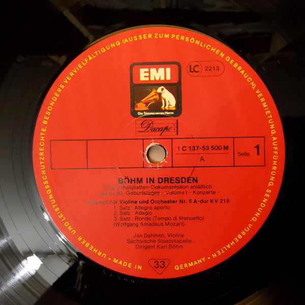 Karl Böhm : Böhm In Dresden · Volume I - Konzerte (Box, Comp + 5xLP, Mono)