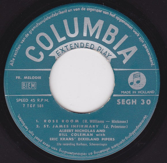 Eric Krans' Dixieland Pipers : Kurhaus Concert No. 2 (7", EP)