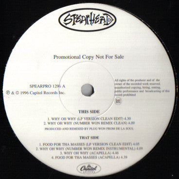 Spearhead : Why Oh Why (12", Promo)