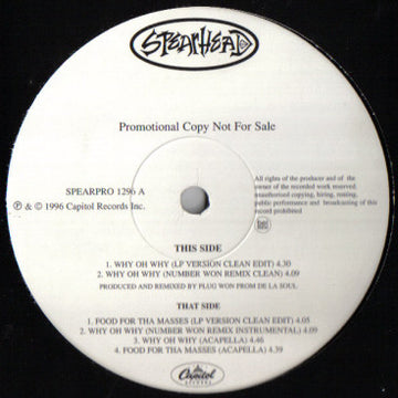 Spearhead : Why Oh Why (12", Promo)