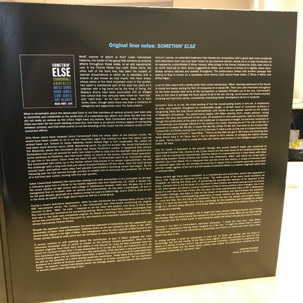 Cannonball Adderley, Miles Davis : Somethin' Else (The Stereo & Mono Versions) (LP, Album + LP, Album, Mono + Ltd, RE, RM, 180)