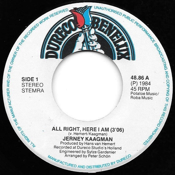 Jerney Kaagman : All Right Here I Am (7")