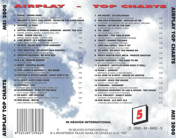 Various : Airplay Top Charts 5 2000 - Mei 2000 (2xCD, Comp, Unofficial)