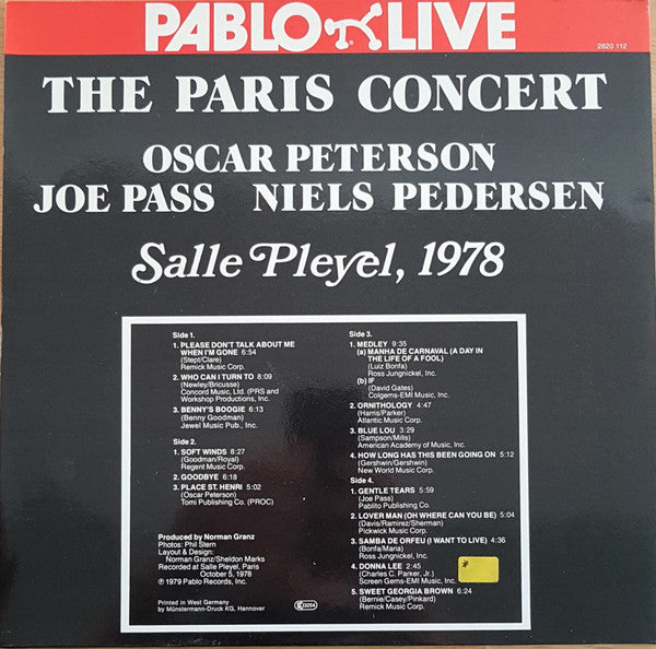 Oscar Peterson, Joe Pass, Niels-Henning Ørsted Pedersen : The Paris Concert: Salle Pleyel, 1978 (2xLP, Album, Gat)