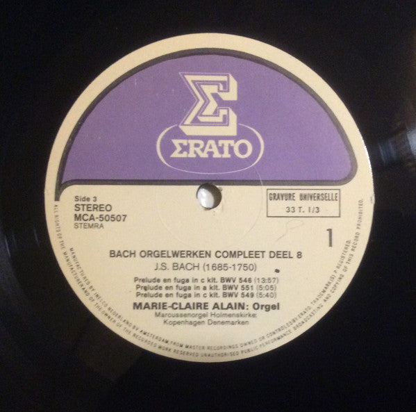 Johann Sebastian Bach - Marie-Claire Alain : Complete Orgelwerken Deel 8 (LP, Album)