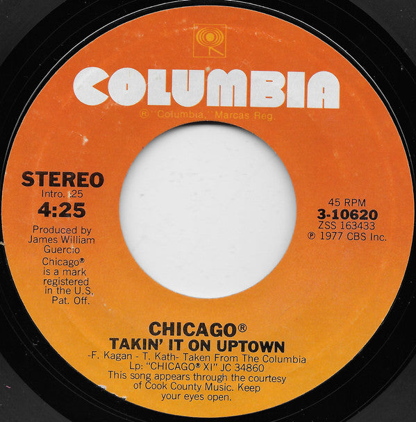 Chicago (2) : Baby, What A Big Surprise/Takin' It On Uptown (7", Single, Styrene, San)