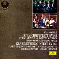 Wolfgang Amadeus Mozart, Hagen Quartett : Klarinettenquintett KV 581 / Streichquintett KV 516 (CD)