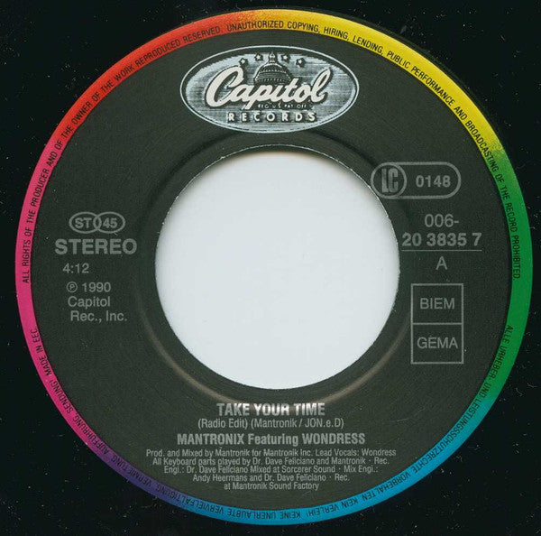 Mantronix : Take Your Time (7", Single)