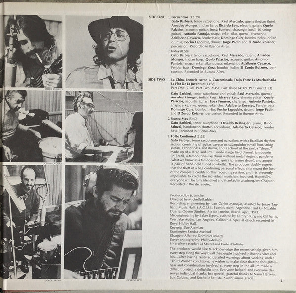 Gato Barbieri : Chapter One: Latin America (LP, Album, Quad, Gat)