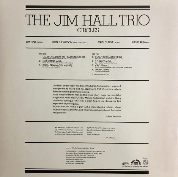 Jim Hall Trio : Circles (LP, Album)