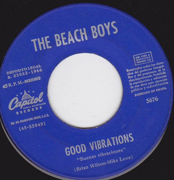 The Beach Boys : Good Vibrations / Let's Go Away For Awhile (7", Single, Blu)