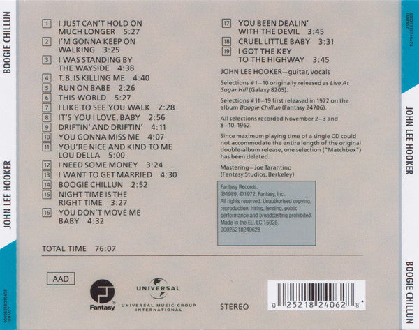 John Lee Hooker : Boogie Chillun (CD, Comp, RE, RP)