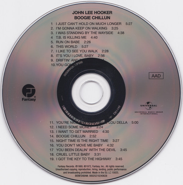 John Lee Hooker : Boogie Chillun (CD, Comp, RE, RP)