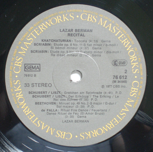 Lazar Berman : Recital (LP)