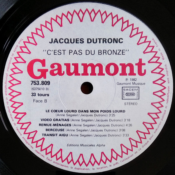Jacques Dutronc : C'est Pas Du Bronze (LP, Album)