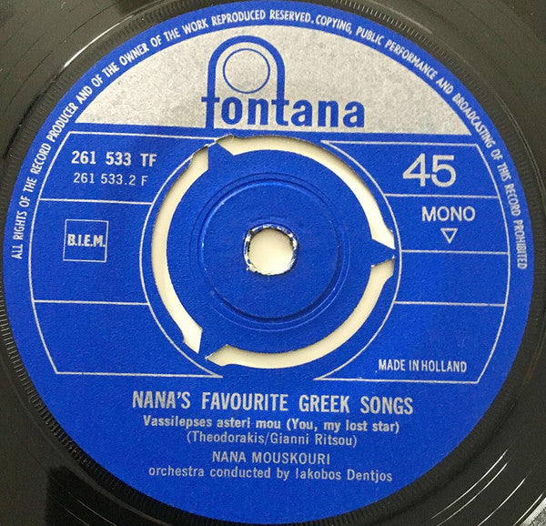 Nana Mouskouri : To Fegari Ine Kokkino (The Red Moon) (7", Single, Mono)