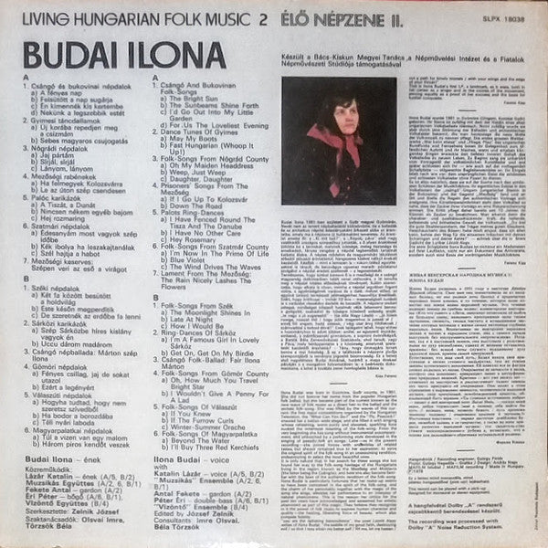 Budai Ilona : Living Hungarian Folk Music 2 = Élő Népzene II. (LP, Album)