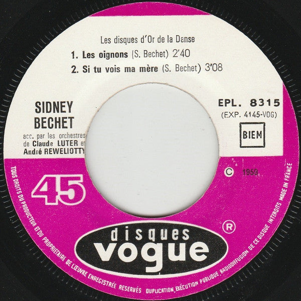 Sidney Bechet : Les Disques D'or De La Danse (7", EP, Comp)