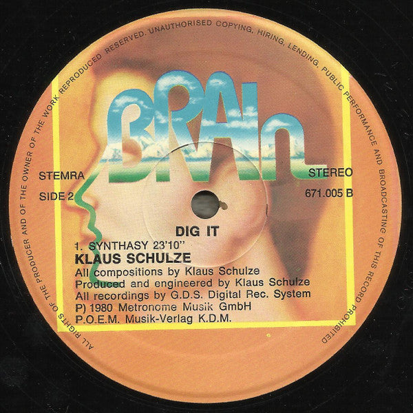 Klaus Schulze : Dig It (LP, Album)