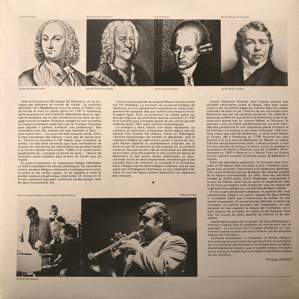 Maurice André, Berliner Philharmoniker, Herbert von Karajan, Johann Nepomuk Hummel, Georg Philipp Telemann, Leopold Mozart, Antonio Vivaldi : Quatre Concertos Pour Trompette  (LP, Gat)