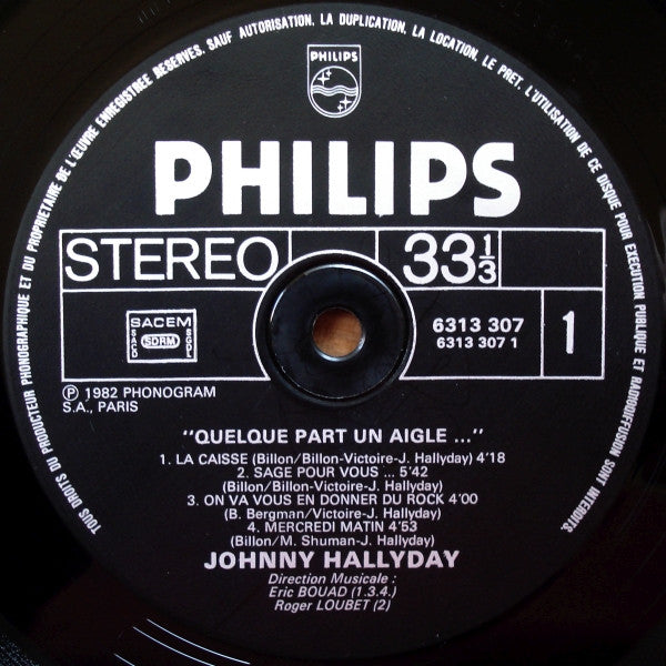 Johnny Hallyday : Quelque Part Un Aigle... (LP, Album)