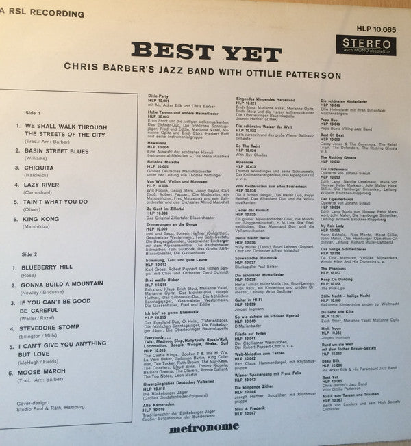 Chris Barber's Jazz Band With Ottilie Patterson : Best Yet (LP)