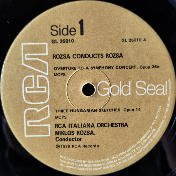 Miklós Rózsa - Miklós Rózsa, RCA Italiana Symphony Orchestra : Overture To A Symphony Concert (Rozsa Conducts Rozsa) (LP, RE)